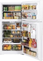 GE – 33 in. Wide 21.9 Cu. Ft. Top-Freezer Refrigerator with Garage Ready Performance – White - Image 5