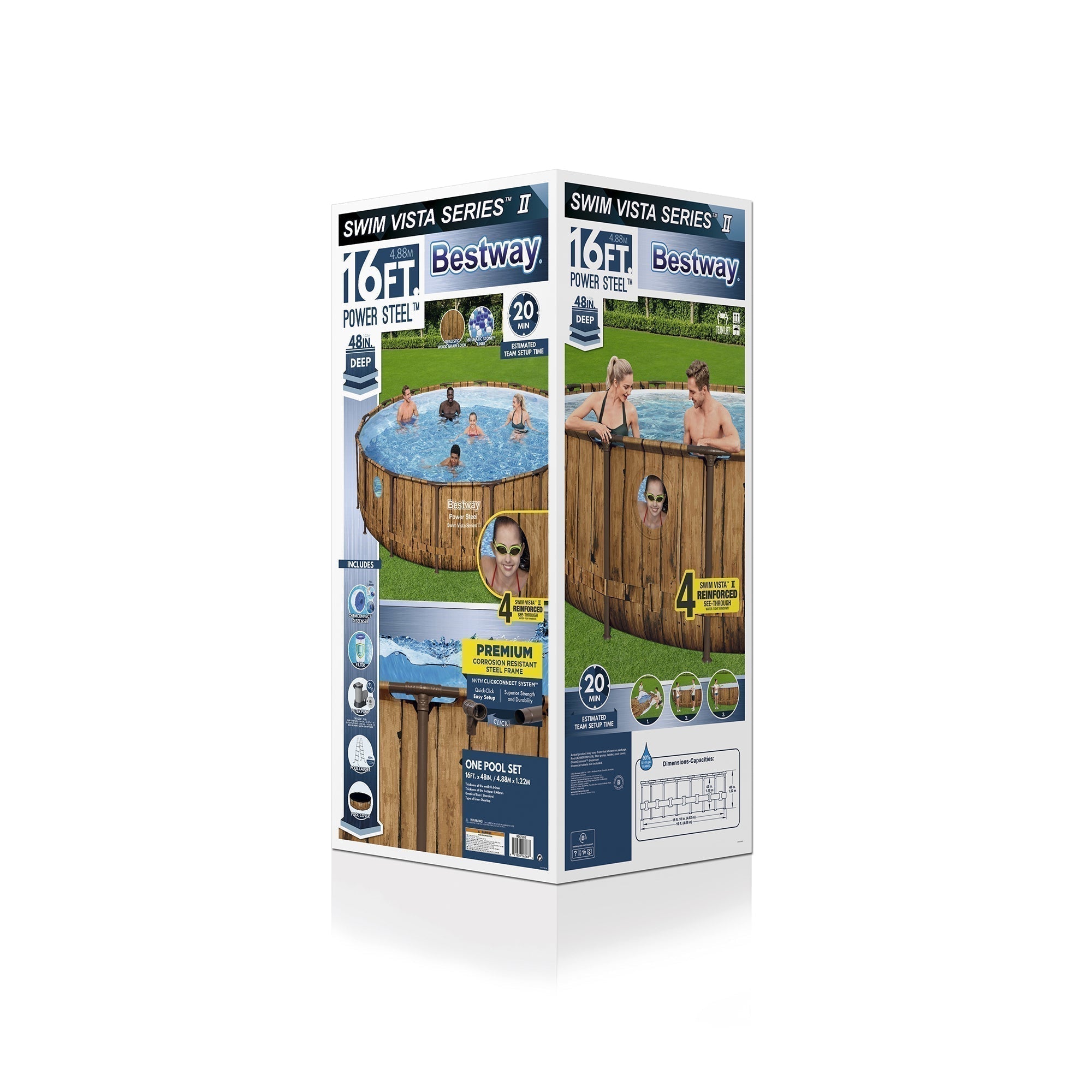 Bestway Power Steel Swim Vista 16' x 48" Round Above Ground Swimming Pool Set - Image 11